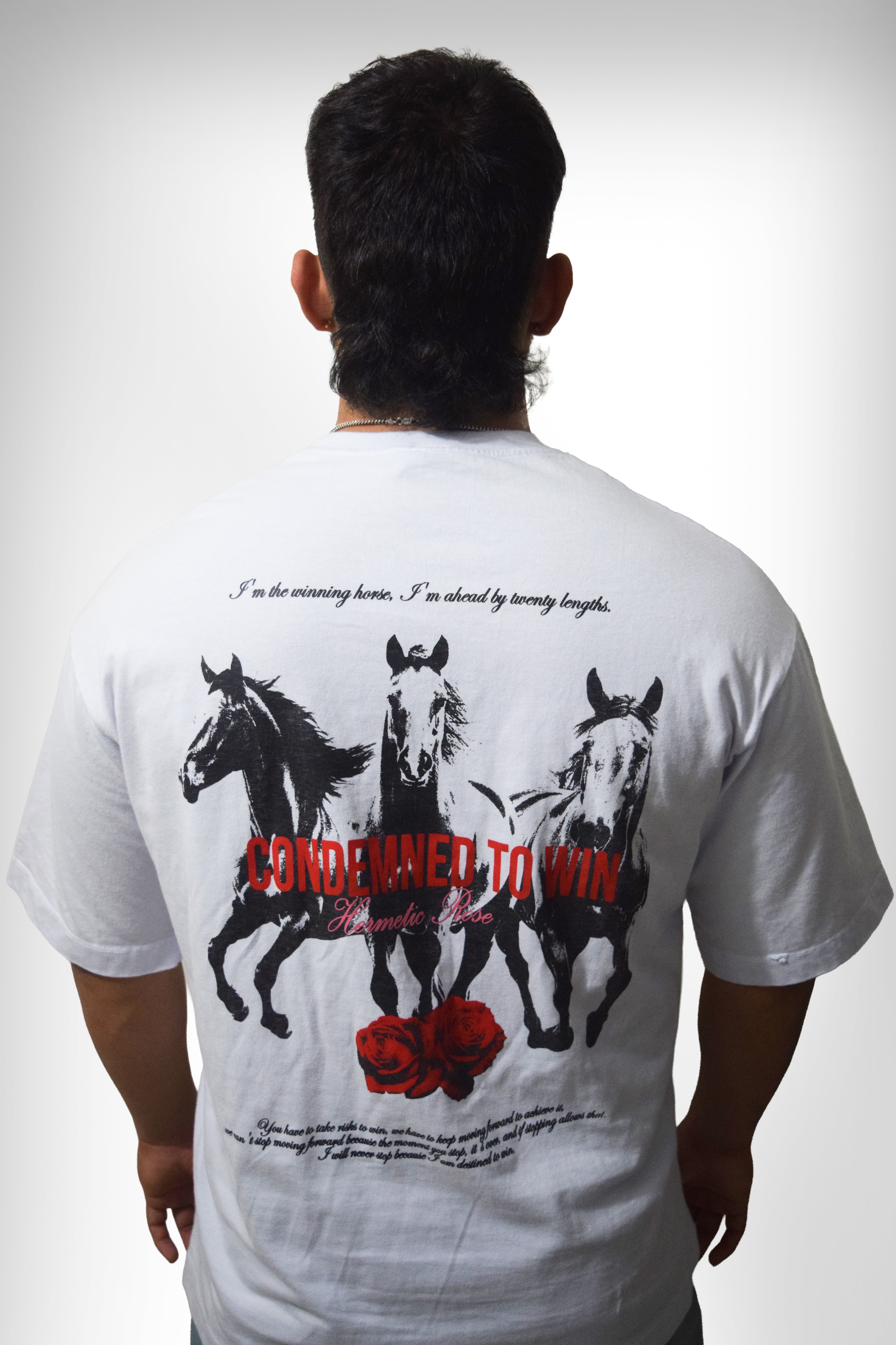 CAMISETA OVERSIZE CONDEMNED TO WIN WHITE AND BLACK